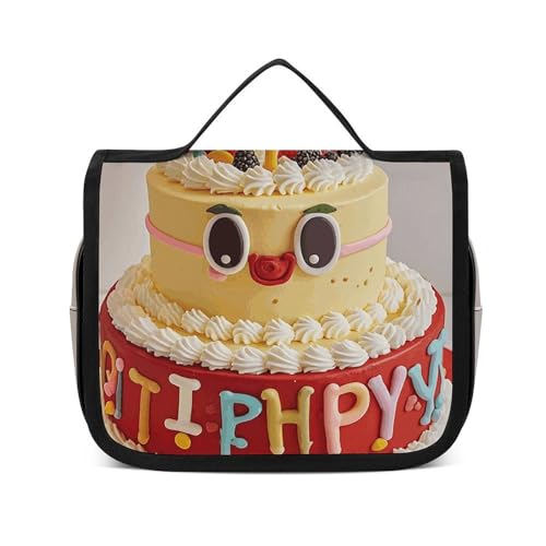 VFMNT Kulturbeutel für Damen und Herren, Happy Birthday, große Kuchen, Make-up-Tasche mit Aufhängehaken, wasserdicht, Badezimmer-Kosmetiktasche, großes Fassungsvermögen, Reisetasche für von VFMNT