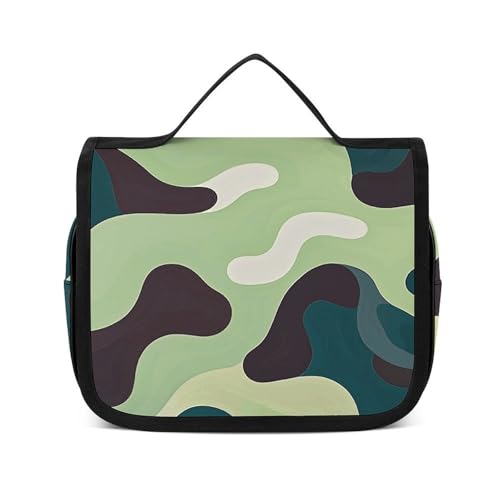 VFMNT Kulturbeutel für Damen und Herren, abstrakte Camouflage-Make-up-Tasche mit Aufhängehaken, wasserdicht, Badezimmer-Kosmetiktasche, großes Fassungsvermögen, Reisetasche für Toilettenartikel, von VFMNT