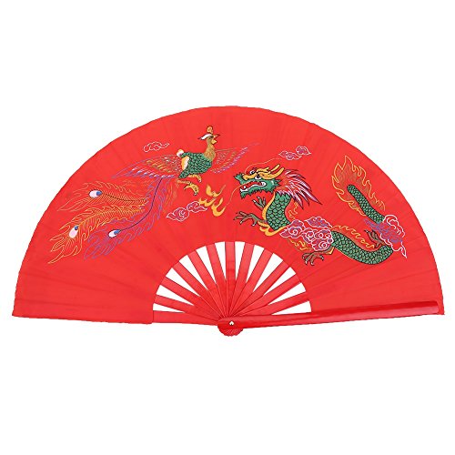 VGEBY Chinesischer Fächer Kung Fu Fan, Tai Chi, Kunst Martial, Bambus Fächer chinesischer Drache und Phönix für Rechte Hand mit Tasche VGEBY Chinesischer Fächer Kung Fu Fan, Tai Chi, Kunst Martial, Bambus Fächer chinesischer Drache und Phönix für Rechte Hand mit Tasche von VGEBY