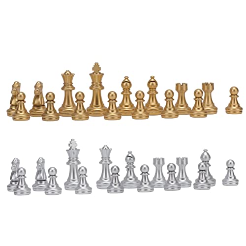 Schachfiguren, 32 Stück 1,93 Zoll Schachfiguren Schachfiguren Verschleißfeste Schachfiguren Schachspiel für Erwachsene Spielzeug Gold und Silber von VGEBY