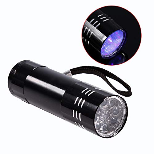 VGEBY UV Taschenlampen, Aluminium Notfackel 9 LED Ultraviolett Handdetektor Blacklight Notfackel für Jagd Camping von VGEBY
