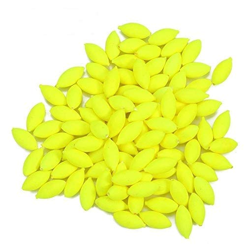 100er Angel Perlen Set, Kunststoff Auftriebskugeln zum Angeln Kunstköder Oval Auftriebskörper Angeln Zubehör (Farbe : Gelb) von VGEBY