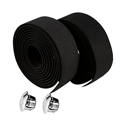 VGEBY 2Pcs Fahrrad Lenkerband Lenker Wraps mit Endkappen Multicolor Handlebar Tape (Farbe : Schwarz) von Dilwe