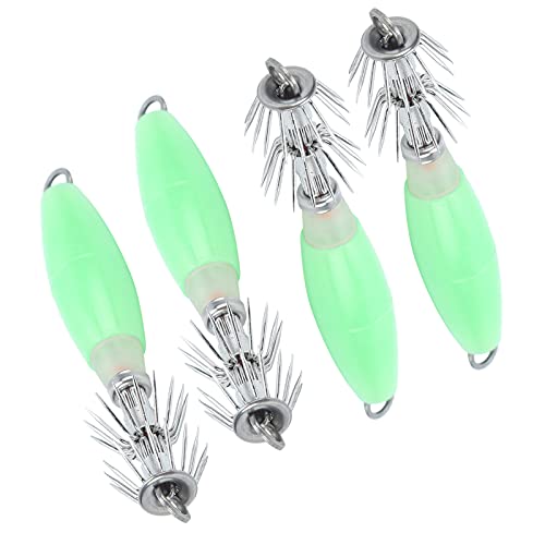 VGEBY 4 Stück Squid Hook Jigs 10x2cm Noctilucent Squid Cuttlefish Lure Jigs Fluoreszierende Angelköder Kopfhaken Squid Sleeve Jig von VGEBY