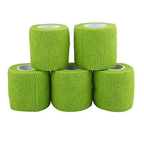 5 Stück Elastische Bandage Selbsthaftende Bandage für Sport Outdoor 4,5mx5cm(Grün) von VGEBY