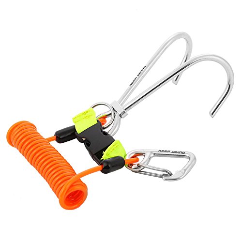 VGEBY Riffhaken Tauchen, Reefhaken Tauchen Reef Hook Edelstahl Doppelhaken mit Karabiner Spirale Spule Lanyard VGEBY Riffhaken Tauchen, Reefhaken Tauchen Reef Hook Edelstahl Doppelhaken mit Karabiner Spirale Spule Lanyard von VGEBY