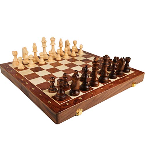 VGEBY Schachspiel, Faltbares Tragbares Schachbrett aus Holz, Schachfiguren, Spielset, Geschenk für Schachbegeisterte für Anfänger von VGEBY