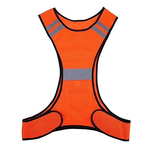 VGEBY Sicherheitsweste Hohe Sichtbarkeit (200m) mit Taschen für Laufen Radfahren Wandern Joggen in der Nacht (Farbe : Orange) von VGEBY