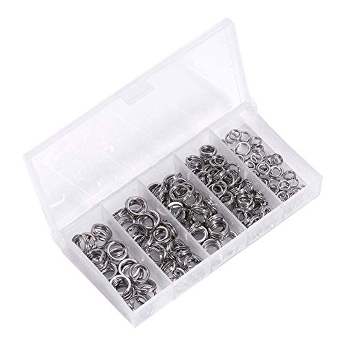 VGEBY1 200Pcs Edelstahl Sprengringe Angeln, 5Sizes Heavy Duty Split Ringe Angeln Solid Lures Connectors Sprengring Set Angeln Angelgerät VGEBY1 200Pcs Edelstahl Sprengringe Angeln, 5Sizes Heavy Duty Split Ringe Angeln Solid Lures Connectors Sprengring Set Angeln Angelgerät von VGEBY1