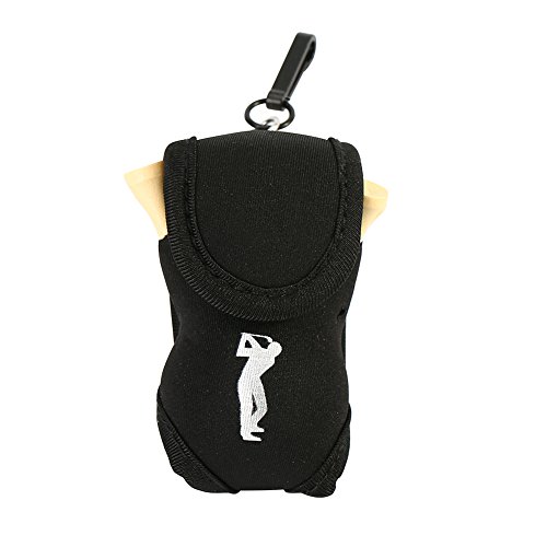 Dilwe VGEBY1 Golfball Tasche Tee Halter, Golfball Halterung Bag Mini Golfball Tasche Pouch Golfzubehör Mit Tees (1 Golfballtasche + 2 Golfbälle + 4 Golf Tees)(Schwarz) von Dilwe