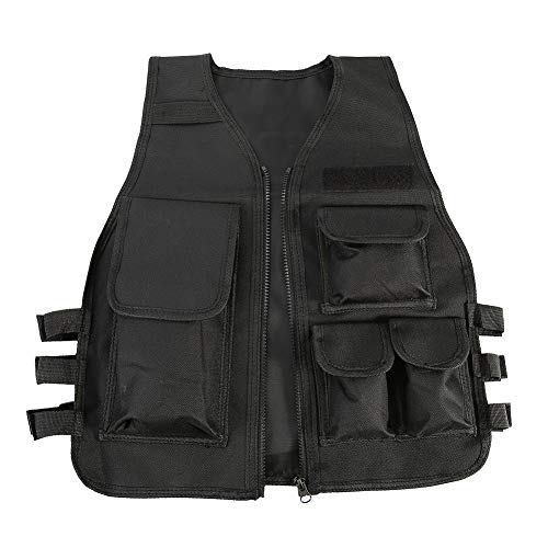 VGEBY1 Kinder Taktische Weste, Nylon Outdoor Weste Verstellbare Taktik Weste für Jagd CS Spiele Airsoft(Schwarz) von VGEBY1