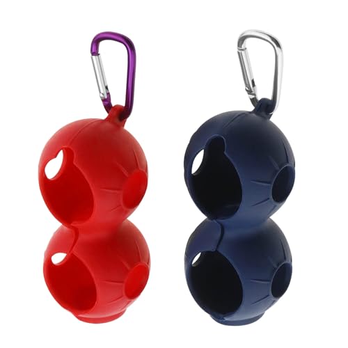 VGOL 2 Stück Golfballhalter mit Hängender Clip-Schnalle, Weiches Silikon, Tragbare Golfballtasche, Schutzhülle, 2 Bälle (Blau Rot) von VGOL