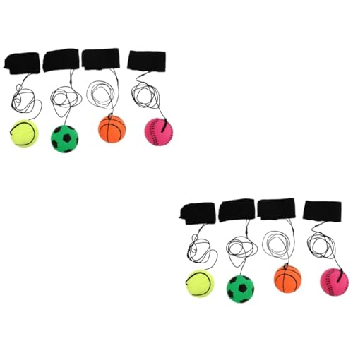 VICASKY 2 Sätze Fluoreszierender Hüpfball Zappelnde Leuchtende Handgelenk-Return-Kugeln Sport-hüpfball Schaumstoff-bällebad Rebound-bälle Mit Armband Gummi 4 Stück * 2 von VICASKY