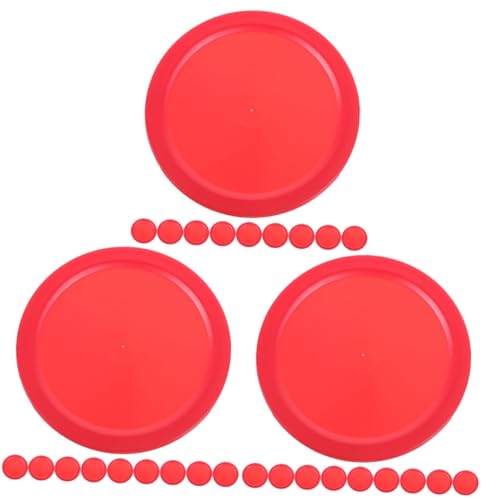 VICASKY 30 Stück Hockey Zubehör Air Hockey Pucks Stabile Eishockey Pucks Desktop Eishockey Ersatz Runde Pucks Zubehör Für Hockeyspiele Hockey Tischzubehör Kunststoff Rot von VICASKY