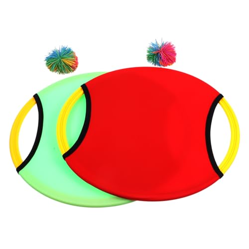 VICASKY 4 Sätze Paddelball Trampolin Neuheit Bälle Spielzeug Fliegendes Scheibenpaddel Ball-paddel-Spiel Fangen Trampolin Ballspiel Trampolinscheibenspiel Ballspielzeug Interagieren Rot von VICASKY