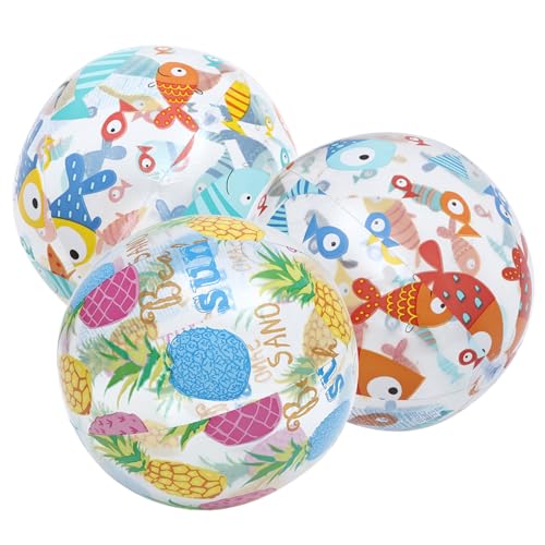 VICASKY 9 STK Glitzernde Strandbälle Farbenfroher Design-Wasserball Gigantischer Strand Klares Wasserballspielzeug Outdoor-Spielzeug Für Kinder Aufblasbarer Wasserball Wasserbälle Für von VICASKY