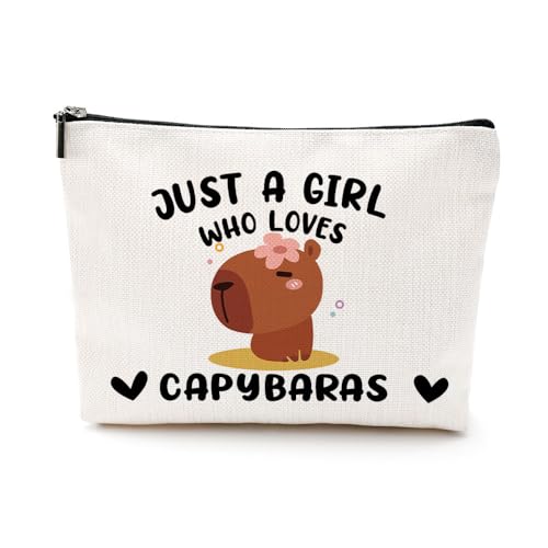 VICBOU Make-up-Tasche mit niedlichen Tieren, Tier-Geschenke für Frauen und Mädchen, lustige Weihnachtsgeschenke, Geburtstagsgeschenke, die Kosmetiktasche lieben, Capybaras, 9.7″W x 7″H von VICBOU