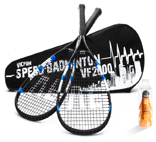 VICFUN Speed Badminton 2000 Set, blau inkl. Tragetasche und 3 Shock-Bällen von VICFUN