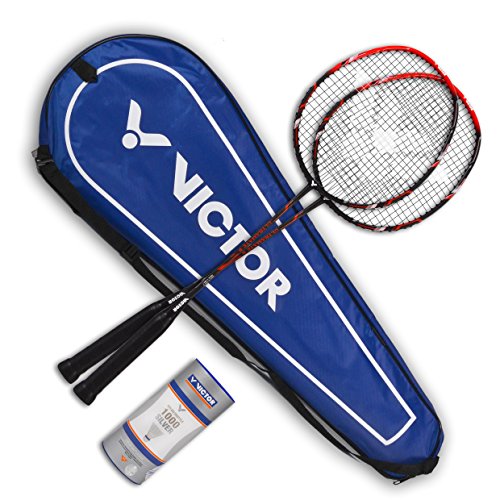 VICTOR Ultramate 6 Badmintonschläger Set für Einsteiger aus Carbon + Aluminium, Schlägerset 3 Nylonshuttle VICTOR Ultramate 6 Badmintonschläger Set für Einsteiger aus Carbon + Aluminium, Schlägerset 3 Nylonshuttle von VICTOR