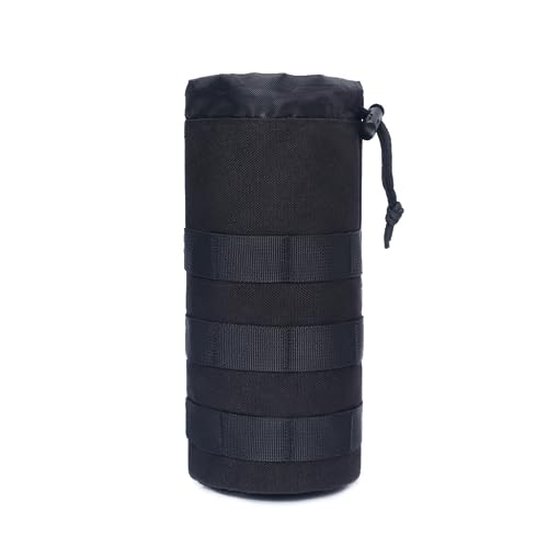 VIDSTW Taktisch Flaschenhalter Molle Flaschenhalter mit Kordelzug Wasserflaschentasche Flaschenhalter Gürtel Flaschenhalter Tasche für Outdoor-Wandern, Jagd, Camping-Training (Schwarz) von VIDSTW