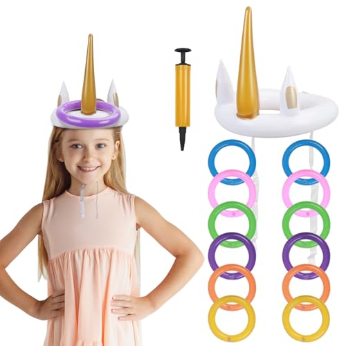 VIKILON 15 Stück Einhorn Ringwurfspiel Einhorn Aufblasbare Wurfspiel Kinder Einhorn Partyspiele Outdoor mit 12 Ringe 1 Luftpumpe für Mädchen Einhorn Party Mitgebsel Sommer Hawaii Camping VIKILON 15 Stück Einhorn Ringwurfspiel Einhorn Aufblasbare Wurfspiel Kinder Einhorn Partyspiele Outdoor mit 12 Ringe 1 Luftpumpe für Mädchen Einhorn Party Mitgebsel Sommer Hawaii Camping von VIKILON