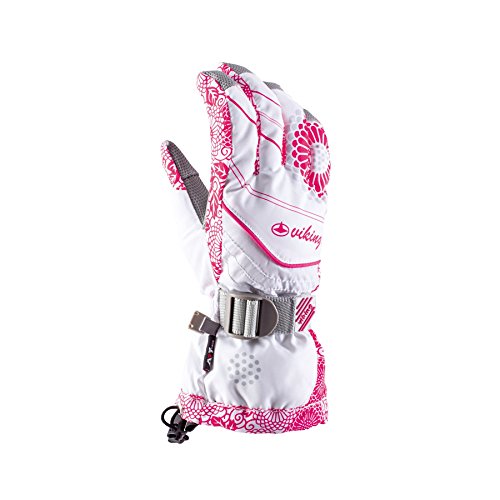 VIKING Drift Damen Skihandschuhe Atmungsaktiv Warm Ski Snowboard Handschuhe - Weiss-rosa, 5 von VIKING