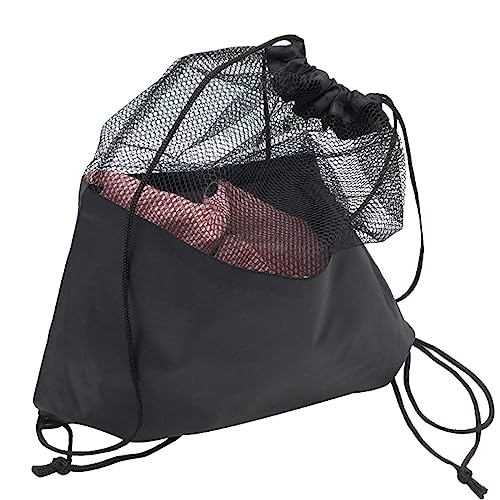 VIKY® Kordelzug Turnbeutel Schwarz,Netztasche Strand Sportbeutel,Mesh Rucksäcke mit Kordelzug,Mesh Bag Strandtaschen Balltasche,Netztasche Sandspielzeug Tasche, Netzbeutel für Sandstrand,Gym,Schwimmen von VIKY