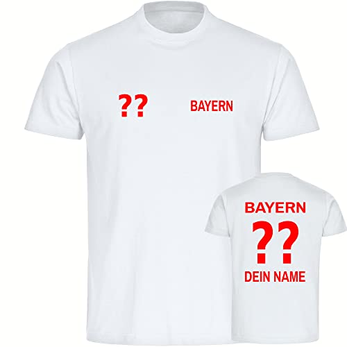 VIMAVERTRIEB® Herren T-Shirt Bayern - Trikot mit Deinem Namen und Nummer - Druck: rot - Männer Shirt Fußball Fanartikel Fanshop - Größe: M weiß von VIMAVERTRIEB