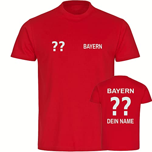 VIMAVERTRIEB® Herren T-Shirt Bayern - Trikot mit Deinem Namen und Nummer - Druck: weiß - Männer Shirt Fußball Fanartikel Fanshop - Größe: 3XL rot von VIMAVERTRIEB