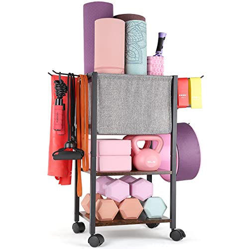 Yogamatten-Aufbewahrungsregal für Zuhause, Fitnessgeräte, Trainingsgeräte, Aufbewahrungs-Organizer, Fitnessstudio, Fitness-Übung Quipment Ordnung Organisation mit Hakenrollen Yogamatten-Aufbewahrungsregal für Zuhause, Fitnessgeräte, Trainingsgeräte, Aufbewahrungs-Organizer, Fitnessstudio, Fitness-Übung Quipment Ordnung Organisation mit Hakenrollen von VINAEMO