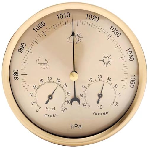VINGAA Barometer, barometrisches Manometer für Zuhause, Barometer, Thermometer, Hygrometer, mechanische analoge Wetterstation, für Schlafzimmer, Büro, Wohnzimmer VINGAA Barometer, barometrisches Manometer für Zuhause, Barometer, Thermometer, Hygrometer, mechanische analoge Wetterstation, für Schlafzimmer, Büro, Wohnzimmer von VINGAA
