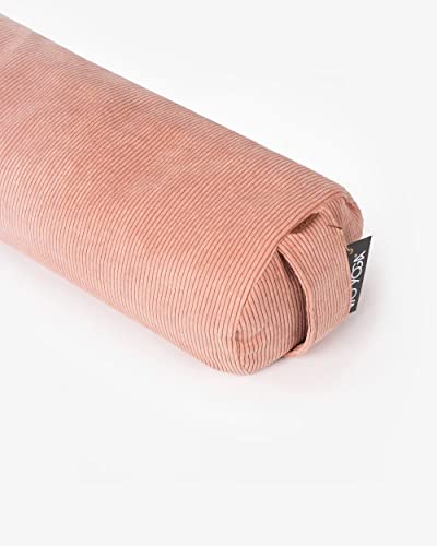 Yoga Bolster Cord Rund • Sitzhöhe 61 cm • rund ∅ 20 cm • Faire Produktion • Qualität aus Deutschland • Yoga Kissen mit Bio Buchweizen-Schalen-Füllung • Bezug & Inlett waschbar (Rosa) von VIO YOGA