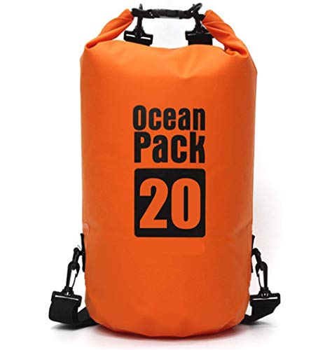 VIONNPPT Wasserfeste Ocean Pack Trockensack, Dry Bag wasserdichte Packsack/Trockentasche, Verstellbarer Schultergurt Inklusive, Geeignet für Boot Rafting Schwimmen Wassersport (Orange, 20L) von VIONNPPT