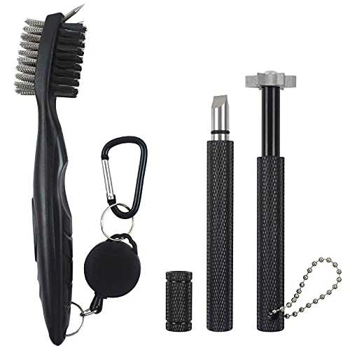 VIPMOON 3 Pcs Golf Clubs Groover Golfschläger Bürste Golf Reinigungsbürste mit Groove Spitzer Set Golf Clean Werkzeug Set für Schlägerflächen Rillen, Golftasche, Schuh, Schwarz VIPMOON 3 Pcs Golf Clubs Groover Golfschläger Bürste Golf Reinigungsbürste mit Groove Spitzer Set Golf Clean Werkzeug Set für Schlägerflächen Rillen, Golftasche, Schuh, Schwarz von VIPMOON
