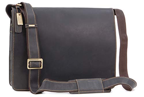 VISCONTI - Herren Leder Laptoptasche 13 14 Zoll - Schultertasche Mittelgroß - Arbeitstasche für Laptop und Notizbuch A4 - HARVARD 18548 - Öl Braun VISCONTI - Herren Leder Laptoptasche 13 14 Zoll - Schultertasche Mittelgroß - Arbeitstasche für Laptop und Notizbuch A4 - HARVARD 18548 - Öl Braun von VISCONTI