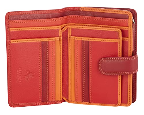 VISCONTI Leder Geldbeutel Damen RFID Schutz Geldbörse Damen Portemonnaie Bifold Mehrfarbig Portmonee in Geschenk-Box - Rot von VISCONTI