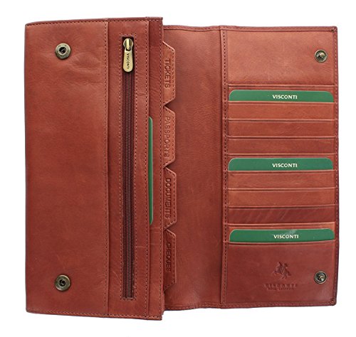 VISCONTI Leder Reiseorganizer Brieftasche mit RFID-Schutz 1179 Braun von VISCONTI
