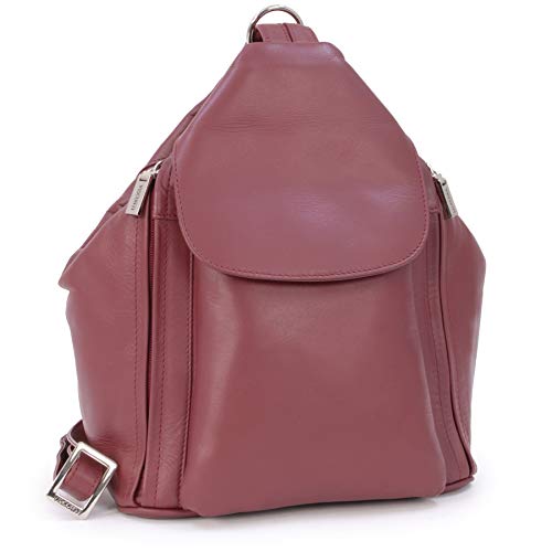 VISCONTI - Damen Leder Rucksackhandtasche - Rucksack Mittelgroß - Backpack mit Verstellbare Schultergurte - DANII - 18357 - Rot von VISCONTI