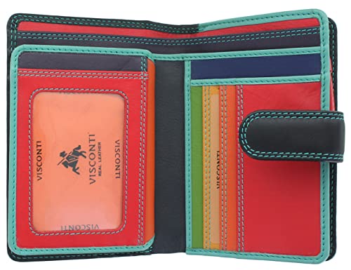 Visconti Rainbow Leather Damen Geldbörse Stil RB51 RFID Blocking, Schwarz/Rhumba, Einheitsgröße, Modern Visconti Rainbow Leather Damen Geldbörse Stil RB51 RFID Blocking, Schwarz/Rhumba, Einheitsgröße, Modern von VISCONTI