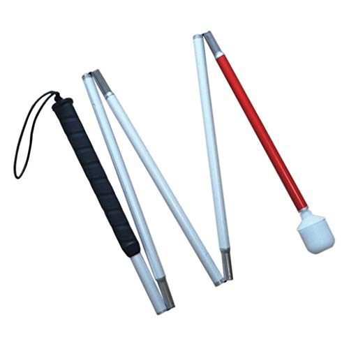 VISIONU Blindenlangstock,weiße Stock, Faltlangstock mit Kautschukgriff, Kunststoff-Rollspitze 130 cm, 5-teilig VISIONU Blindenlangstock,weiße Stock, Faltlangstock mit Kautschukgriff, Kunststoff-Rollspitze 130 cm, 5-teilig von VISIONU