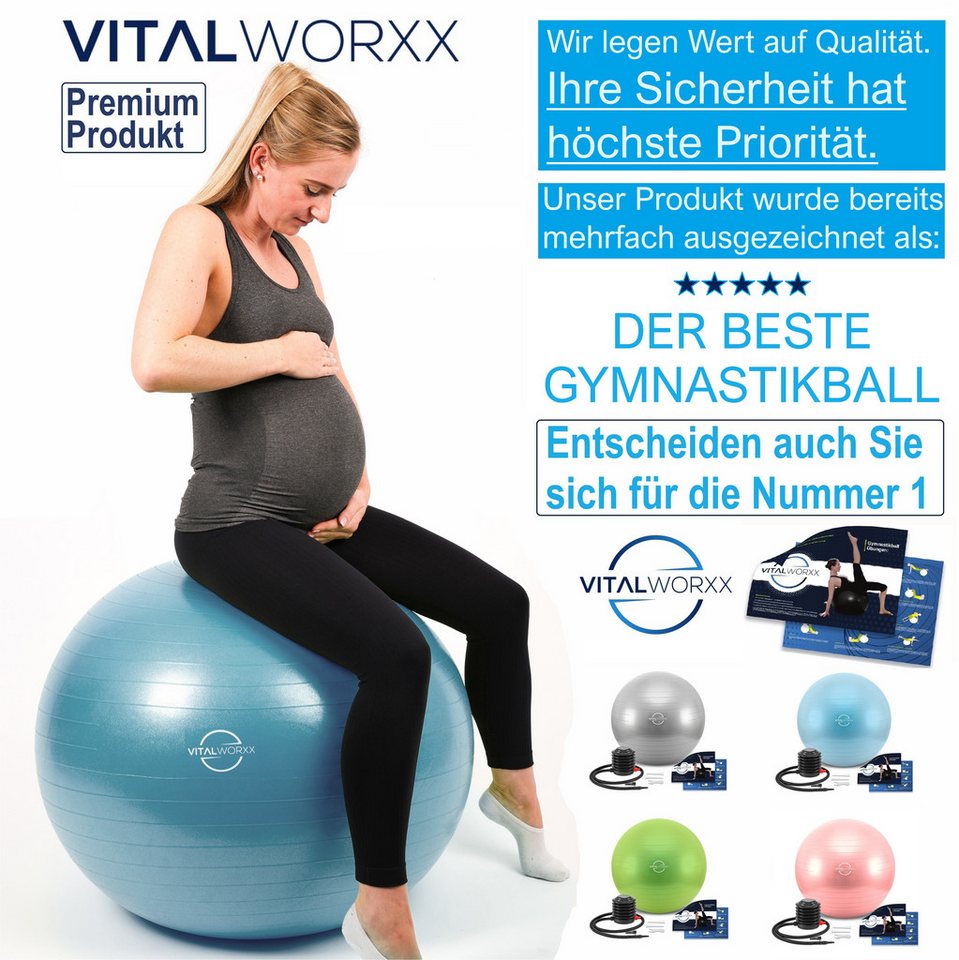 VITALWORXX Gymnastikball VITALWORXX Gymnastikball für Schwangere, extrem stabil, mit Pumpe, Hohe Materialstärke, Anti-Burst-System VITALWORXX Gymnastikball VITALWORXX Gymnastikball für Schwangere, extrem stabil, mit Pumpe, Hohe Materialstärke, Anti-Burst-System von VITALWORXX