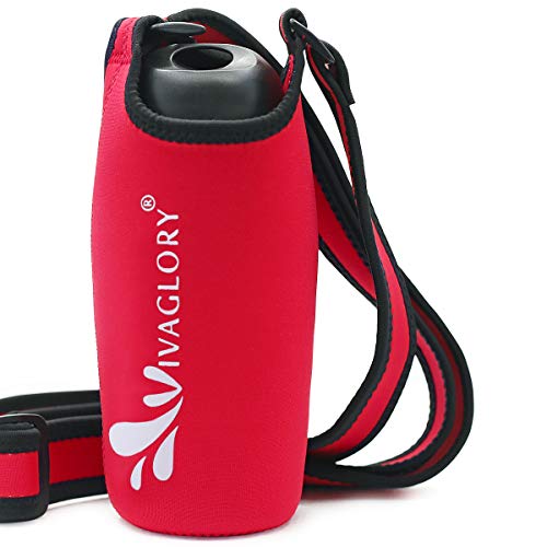 VIVAGLORY Wasserflaschenträger, Leichter bequemer Neopren-Wasserflaschenhalter Tasche für Gehen, Wandern Aktivitäten im Freien, passt 8.1-10cm, Rot von VIVAGLORY