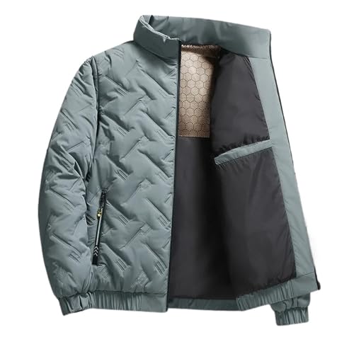 VIVAZYTGH Winter Jacke Männer Stepp Jacke Männer Baumwolle Gefütterte Mantel Warme Streetwear Stehkragen Casual Puffer Jacke Plus Größe(Grey,5XL(80kg-88kg)) von VIVAZYTGH