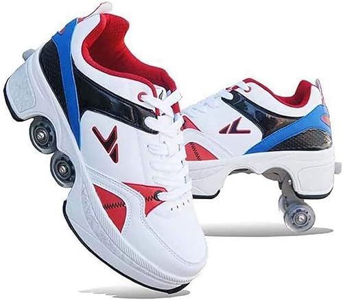 Bringen Sie Räder Sports Roller Skates Can Retractable Technology Fashion Puller Roller Running Outdoor Training Kinder -Jugendurlaubsgeschenke,Red blue-32EU von VJVOVN