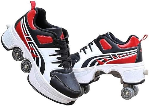 Bringen Sie Räder Sports Roller Skates Can Retractable Technology Fashion Puller Roller Running Outdoor Training Kinder -Jugendurlaubsgeschenke,Reddish black-32EU von VJVOVN
