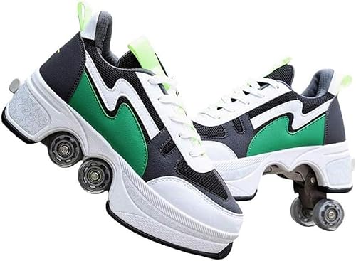 Bringen Sie Räder Sports Roller Skates Can Retractable Technology Fashion Puller Roller Running Outdoor Training Kinder -Jugendurlaubsgeschenke,green-42EU von VJVOVN