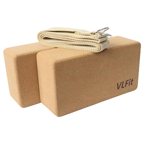 VLFit KORK Yogablock 2er Set - mit Yogagurt aus 100% Baumwolle - umweltfreundlicher Yogablock - ökologisch hergestellt aus Naturkork - 2er Set Blöcke & Gurt VLFit KORK Yogablock 2er Set - mit Yogagurt aus 100% Baumwolle - umweltfreundlicher Yogablock - ökologisch hergestellt aus Naturkork - 2er Set Blöcke & Gurt von VLFit