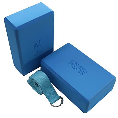 VLFit Yoga-Blöcke mit hoher Dichte, mit Yoga-D-Ring, Baumwolle, Stretchband, Farbe: Blau VLFit Yoga-Blöcke mit hoher Dichte, mit Yoga-D-Ring, Baumwolle, Stretchband, Farbe: Blau von VLFit