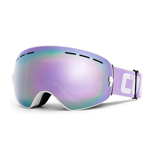 Doppelschichtige Antibeschlag-Skibrille für den Außenbereich HD-Kugelspiegel TPC-Rahmen Skibrille UV-Schutz Winddicht kompatibler Helm(03) von VLLTWLPOV