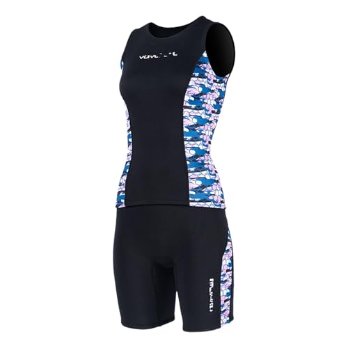 VLOBAOM 2-teiliger Ärmelloser Tauchanzug, Neoprenanzug-Oberteil Für Herren, Damen-Neoprenanzughose Aus 2 Mm Neopren Zum Surfen Und Schwimmen,2XL, Women Black von VLOBAOM